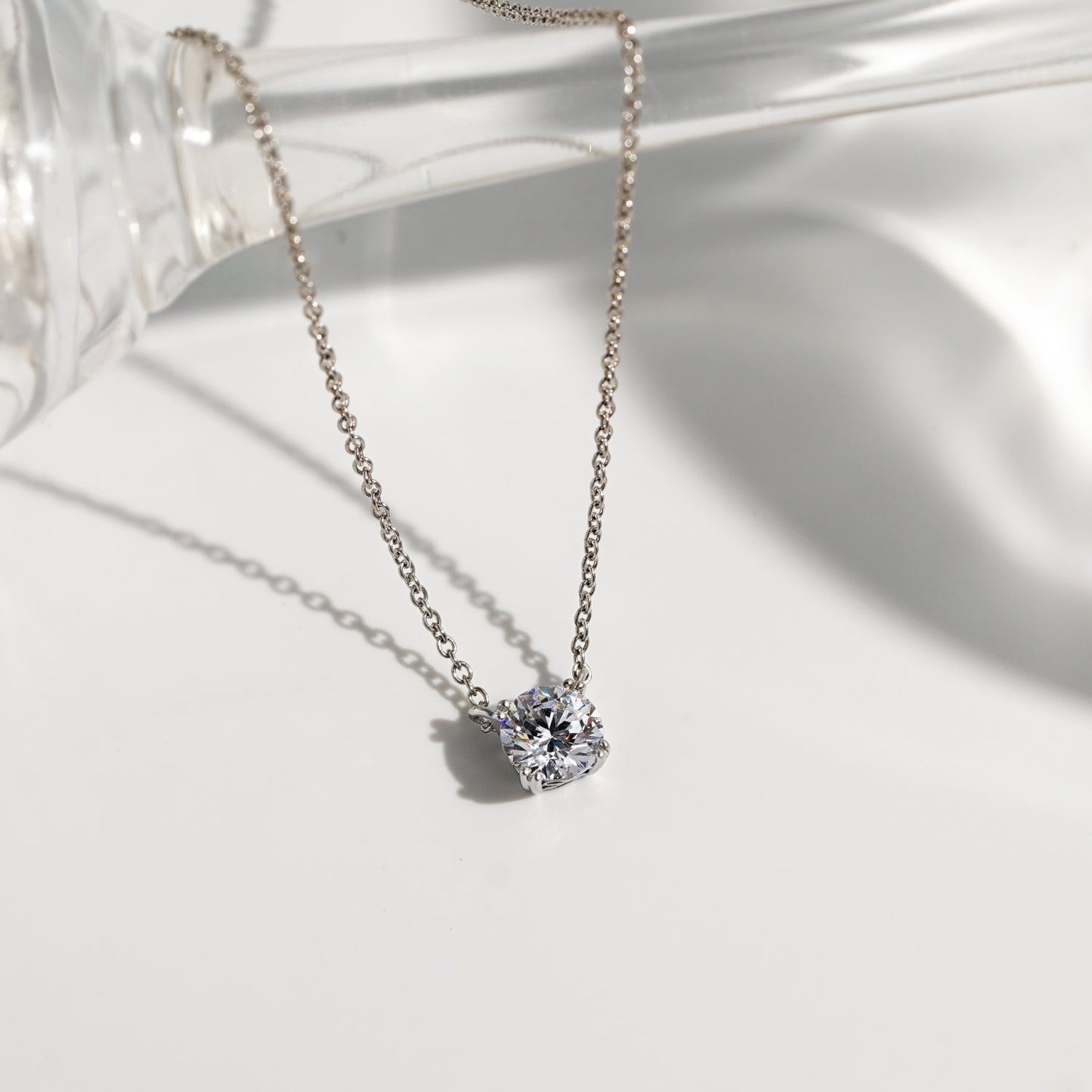 Sterling 1.00 cttw Round Solitare Necklace JEP17604