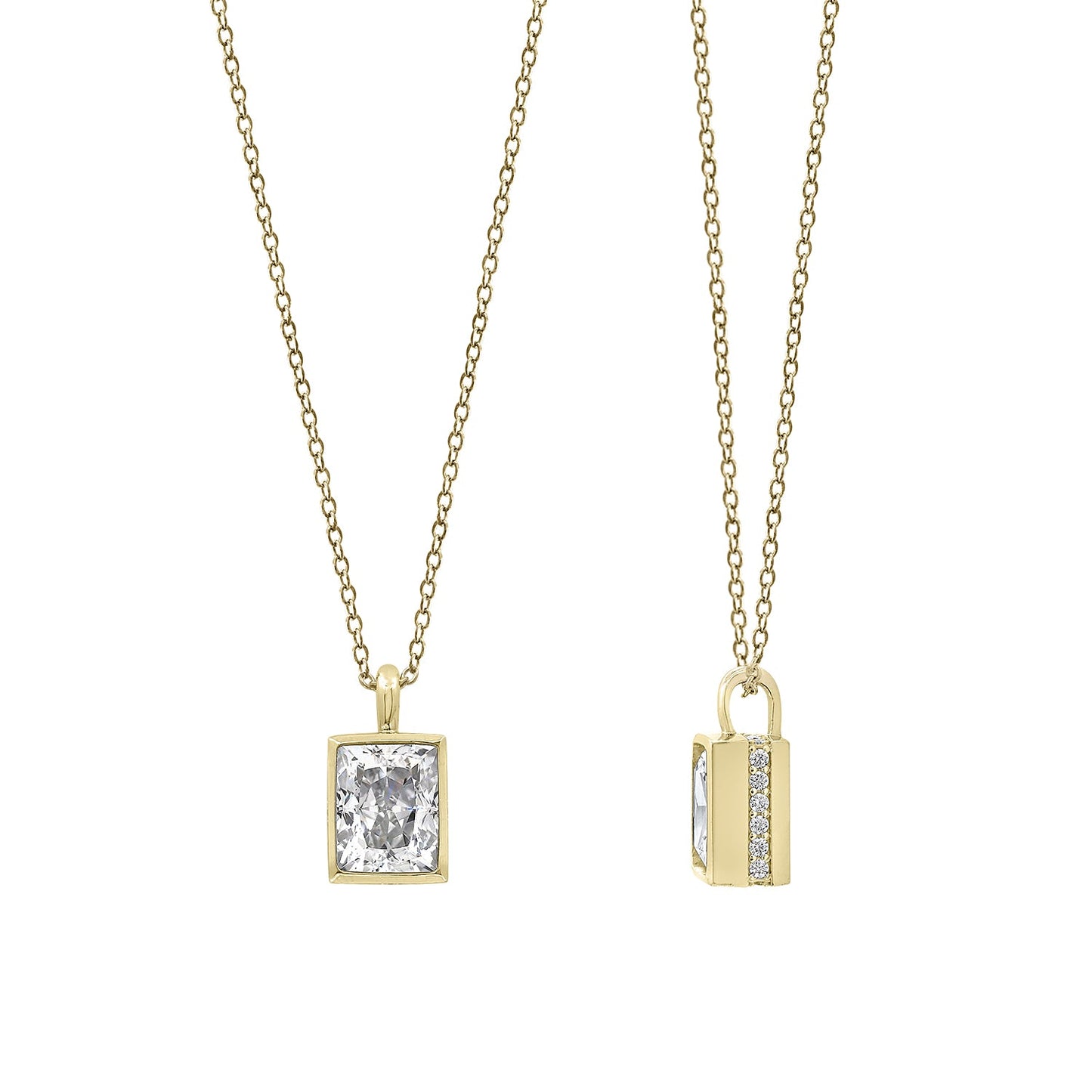 100 Facet Emerald Bezel Necklace JEP20821
