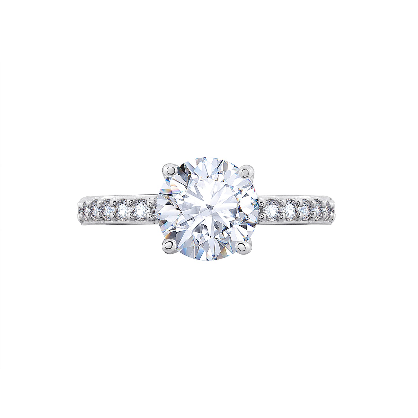 2.25 cttw Round Cut Pave Shank Solitaire Ring