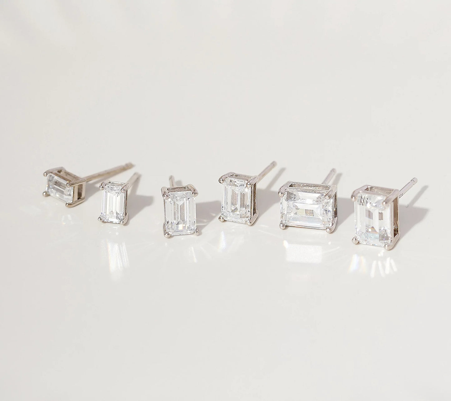1.75 cttw Emerald Cut Solitaire Earrings, Set of 3
