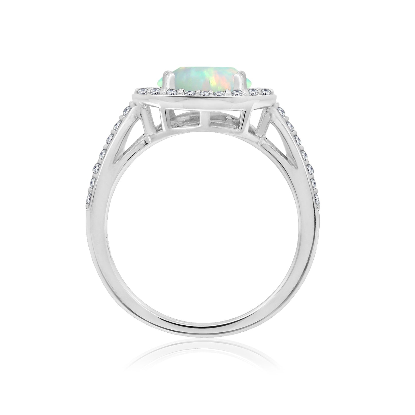 Opal Cushion Halo Ring