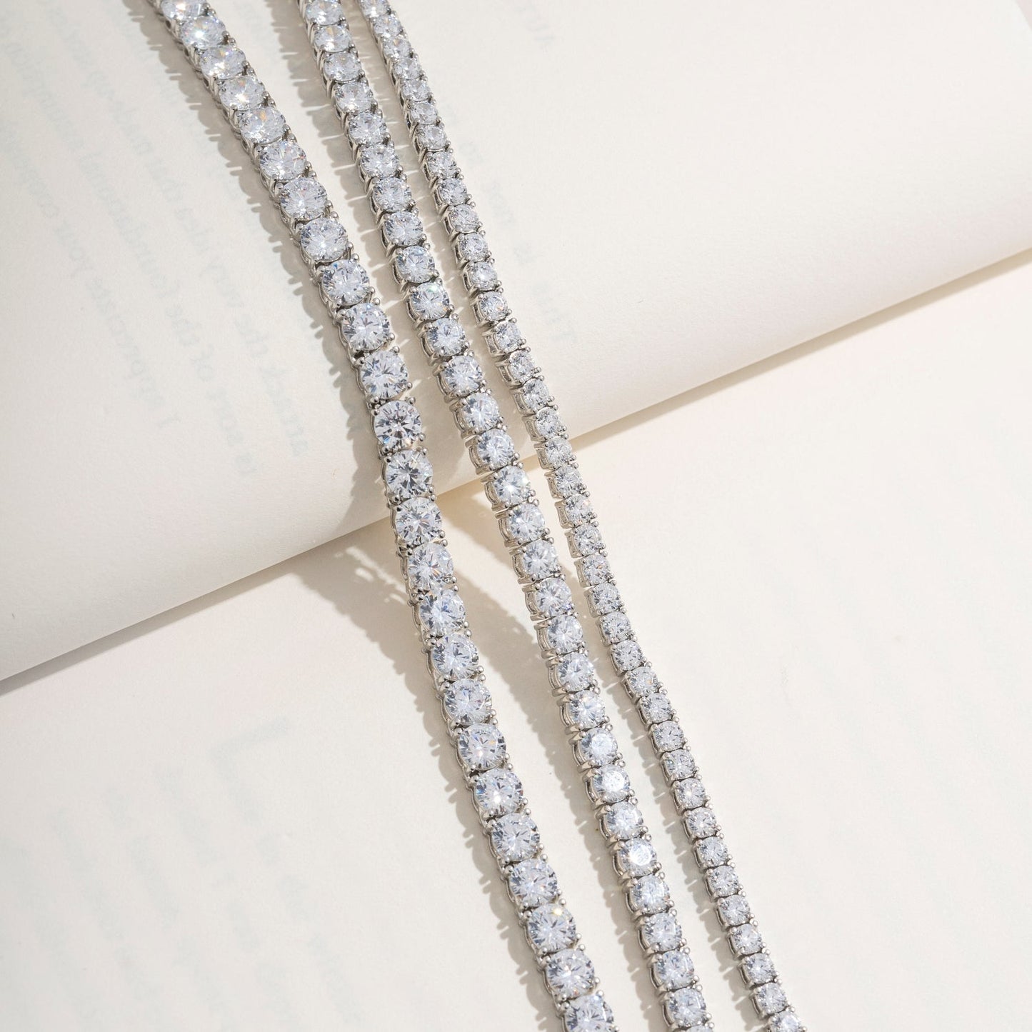 Choice Of 3mm 4mm 5mm Round Tennis Necklace, Silver JEN27295