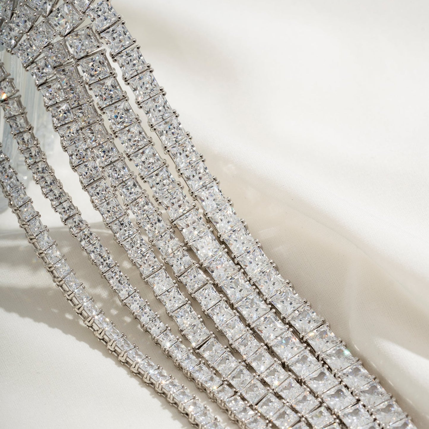 Choice Of 3mm 4mm 5mm Princess Tennis Necklace, Brass JEN26130