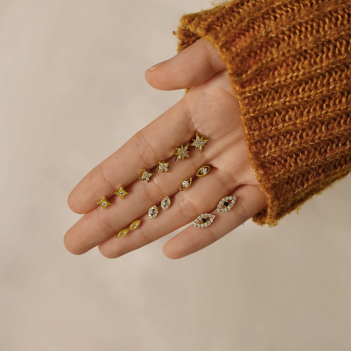 Hollow Evil Eyes Stud Earrings JEE19764