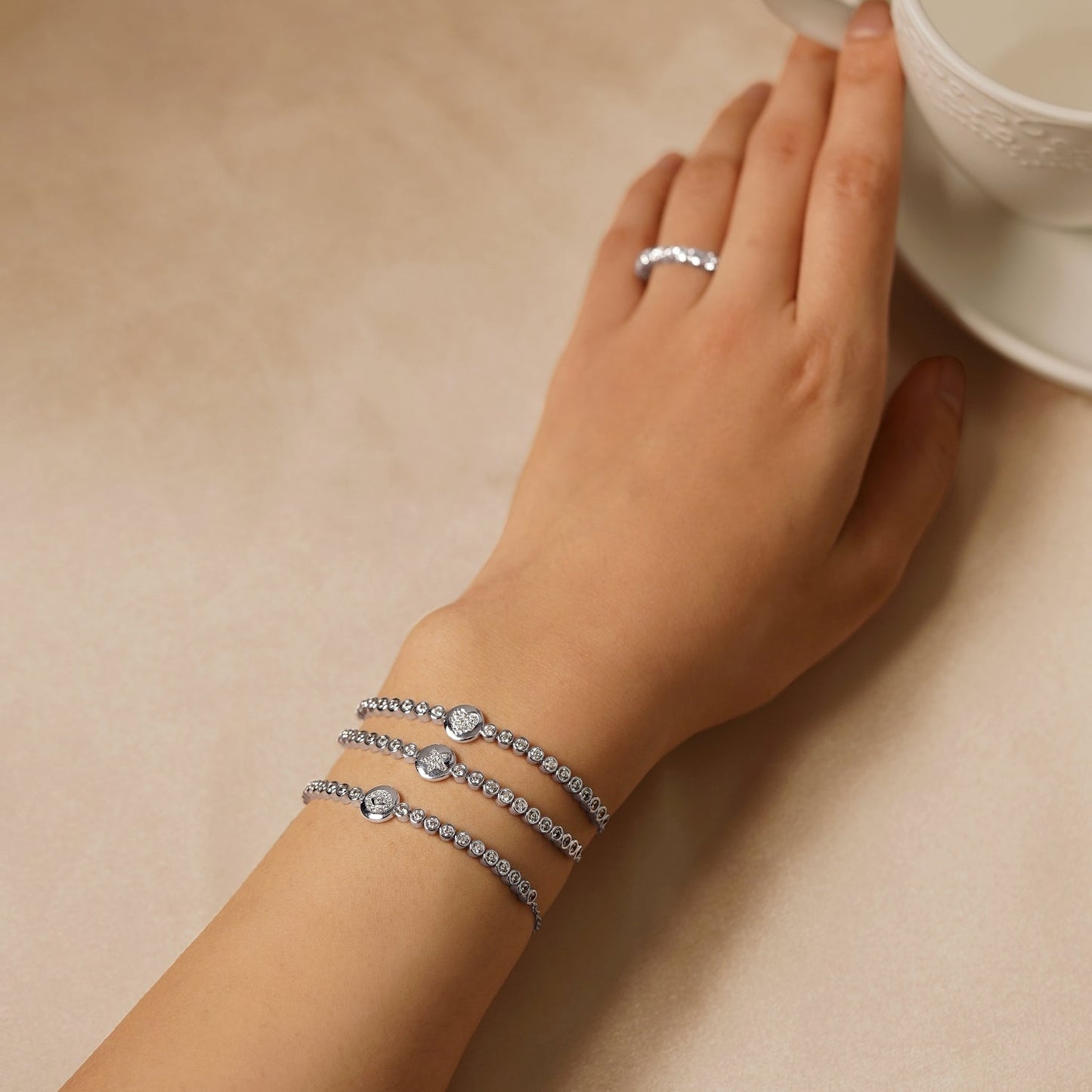 Pave Evil Eye Half Tennis Bolo Bracelet JEB18669