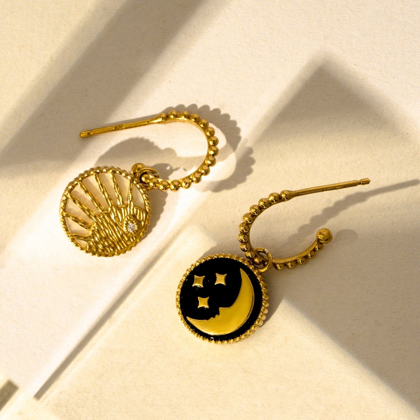 Sun and Moon Drop Earrings