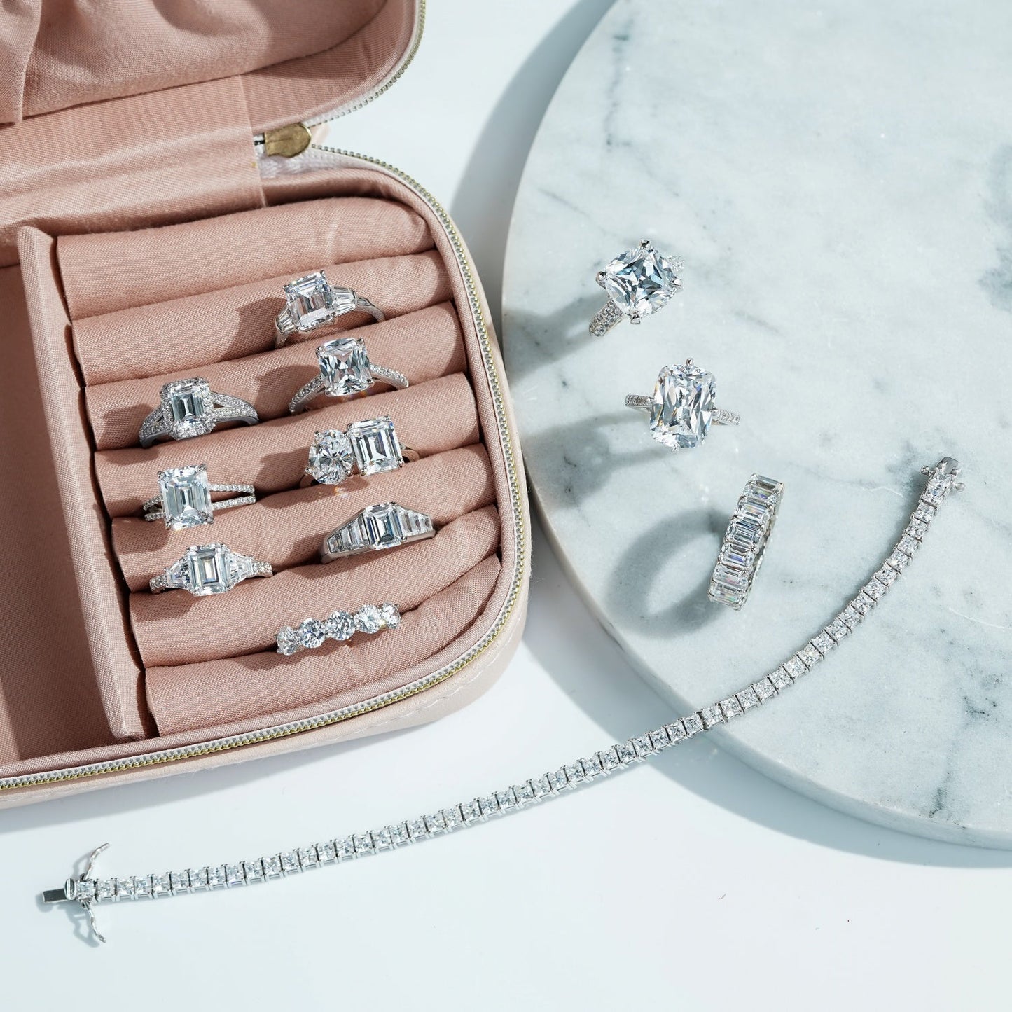 Oval and Emerald Cut Double Stone Ring JER22194