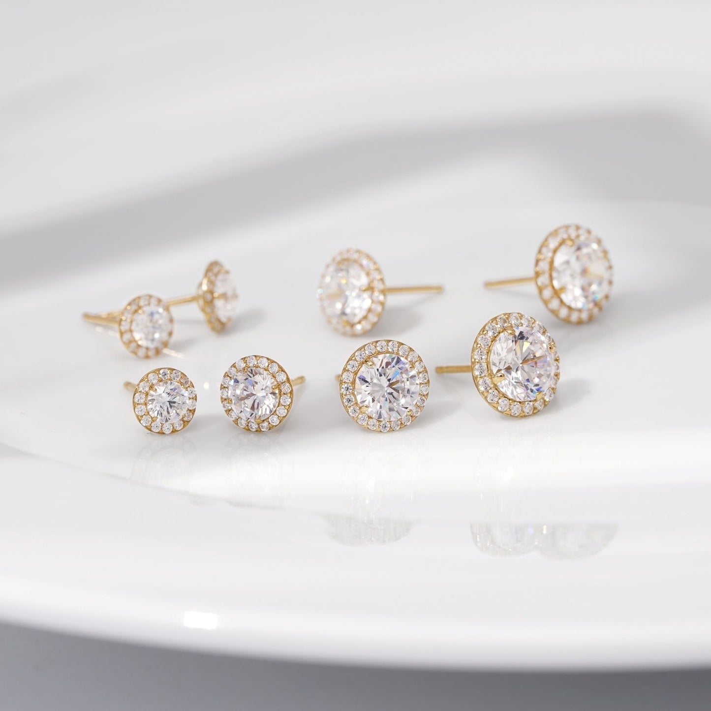 Choice Of Carat Solid Gold Halo Stud Earrings JEE27219