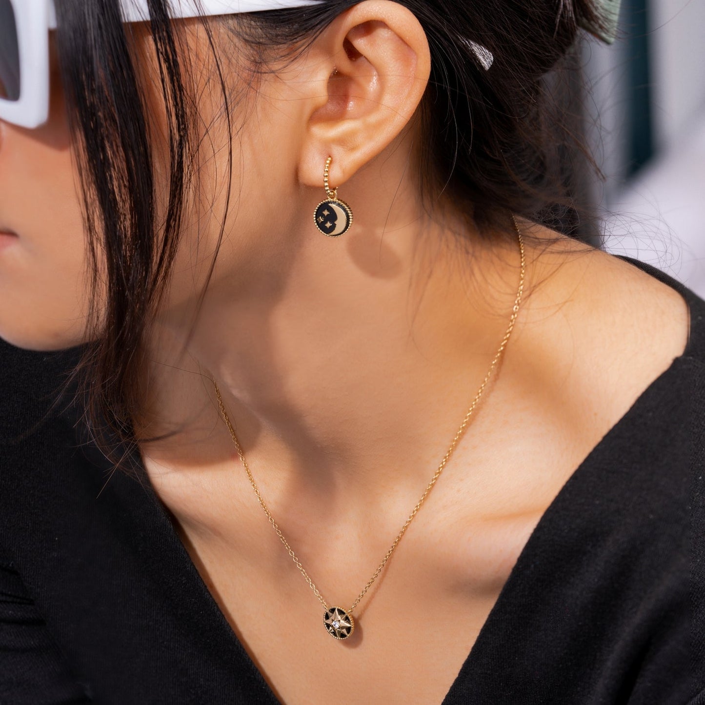Sun and Moon Drop Earrings