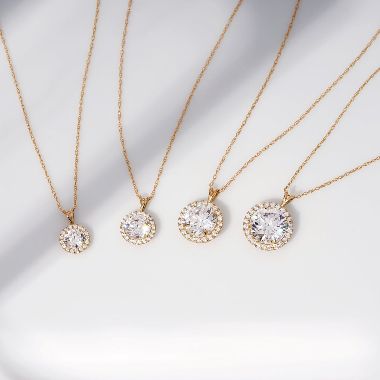 Choice of Carat Solid Gold Halo Pendant Necklace JEP27224