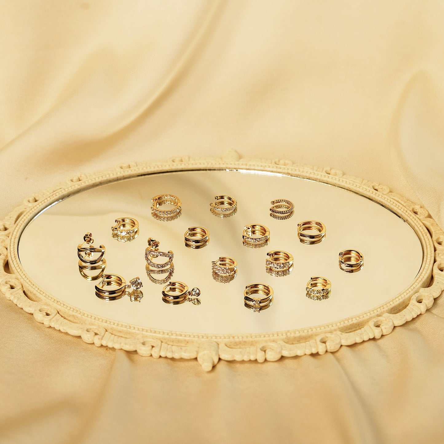 Bezel Dangle Hoop Earrings JEE22260