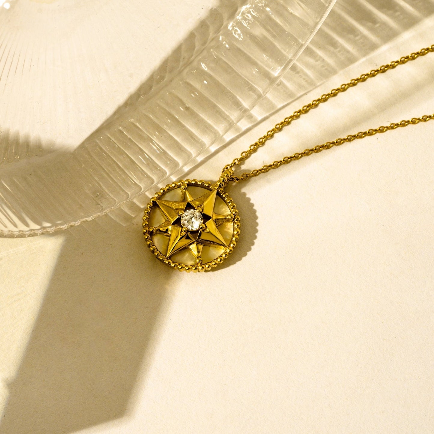 Mother of Pearl North Star Pendant Necklace