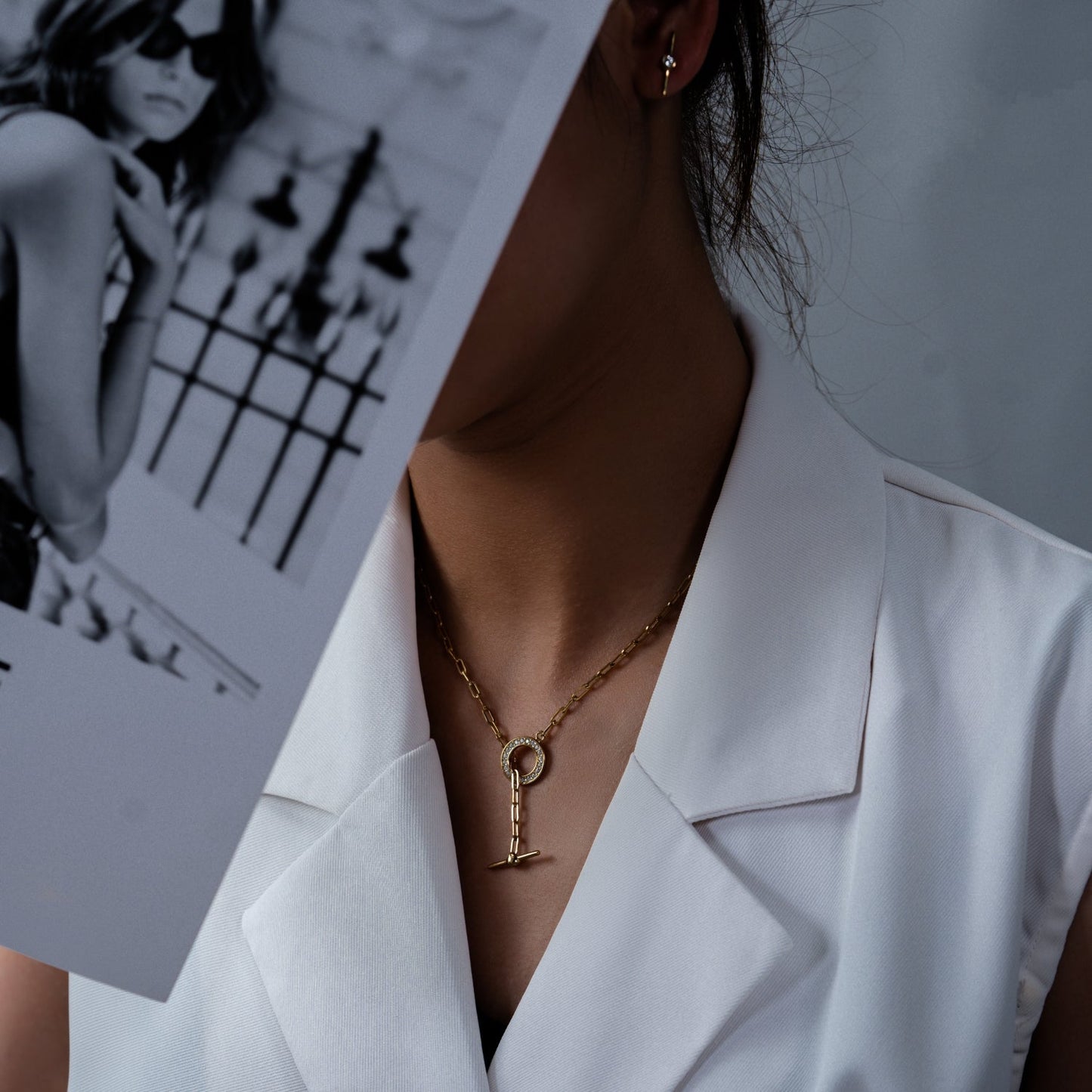 Paper Clip Chain Toggle Necklace