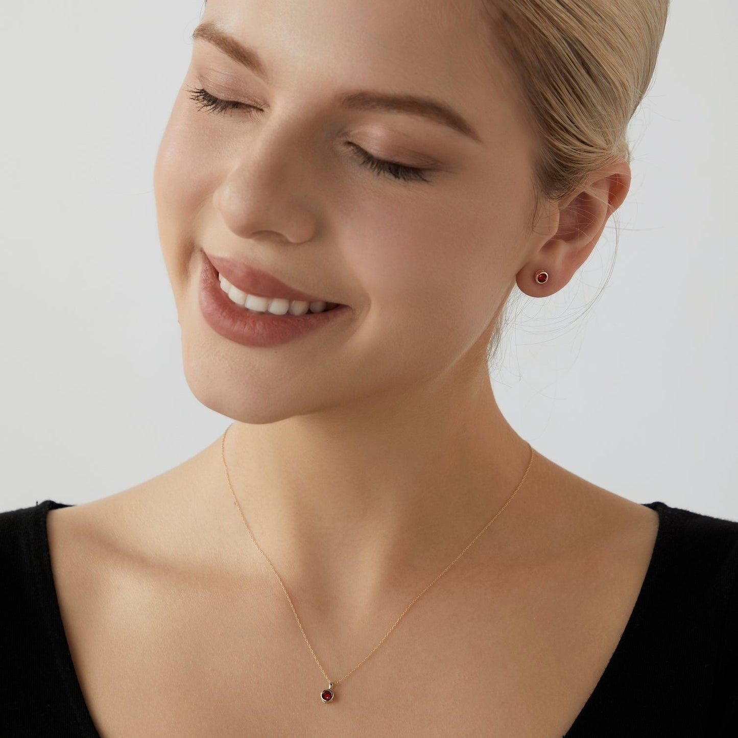 10K Solid Gold Bezel Birthstone Stud Earrings JEE26938