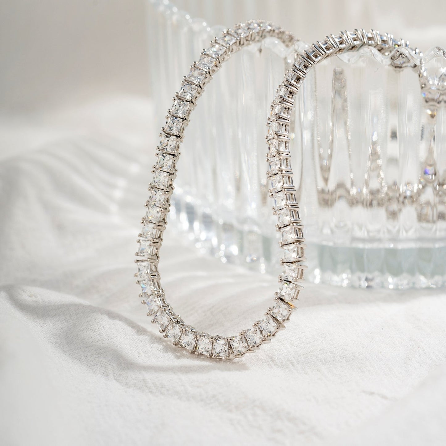 Choice Of 3mm 4mm 5mm Princess Tennis Necklace, Silver JEN26130