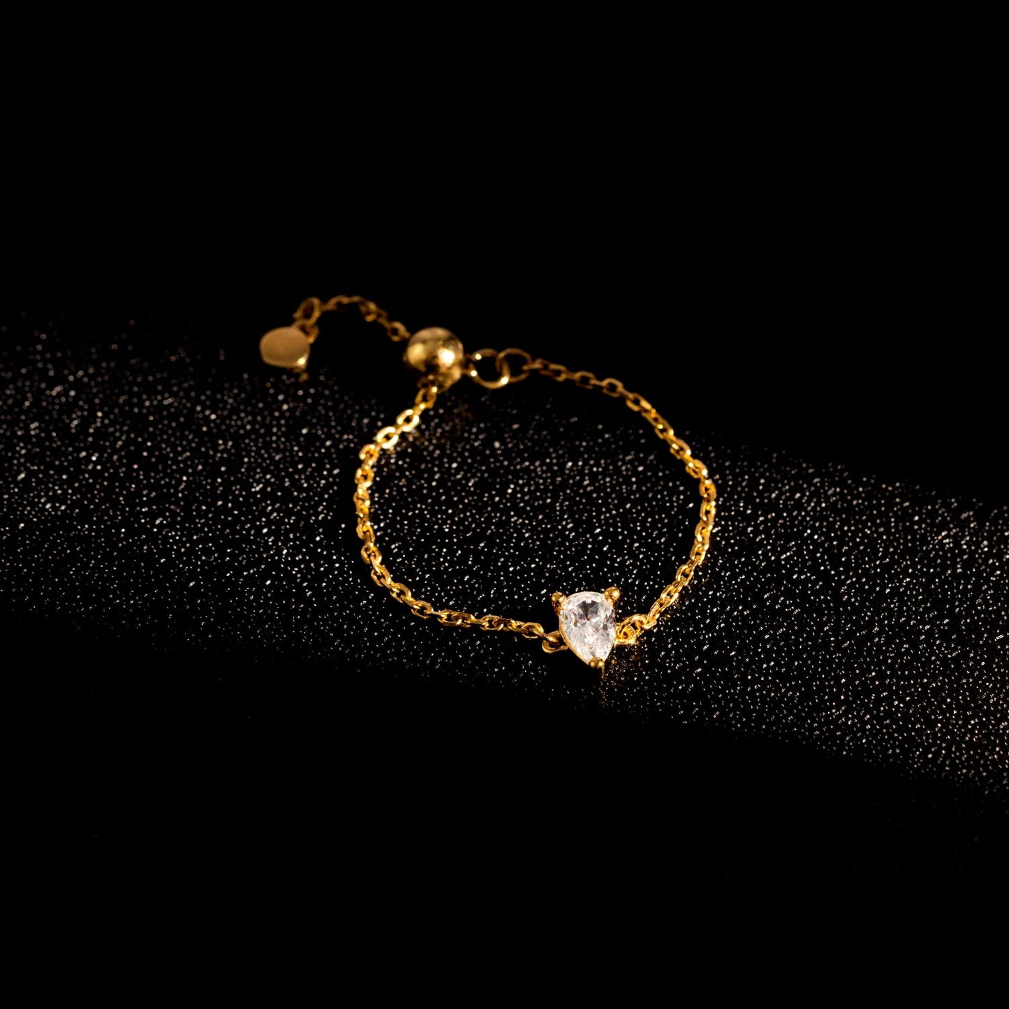 Pear Solitaire Bolo Ring