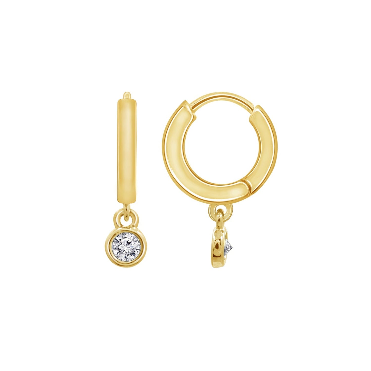 Bezel Dangle Hoop Earrings JEE22260
