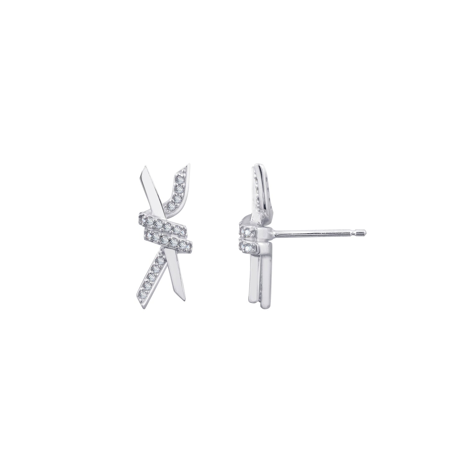 Pave Love Knot Stud Earrings