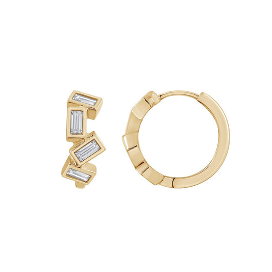 Scattered Baguette Huggie Hoops