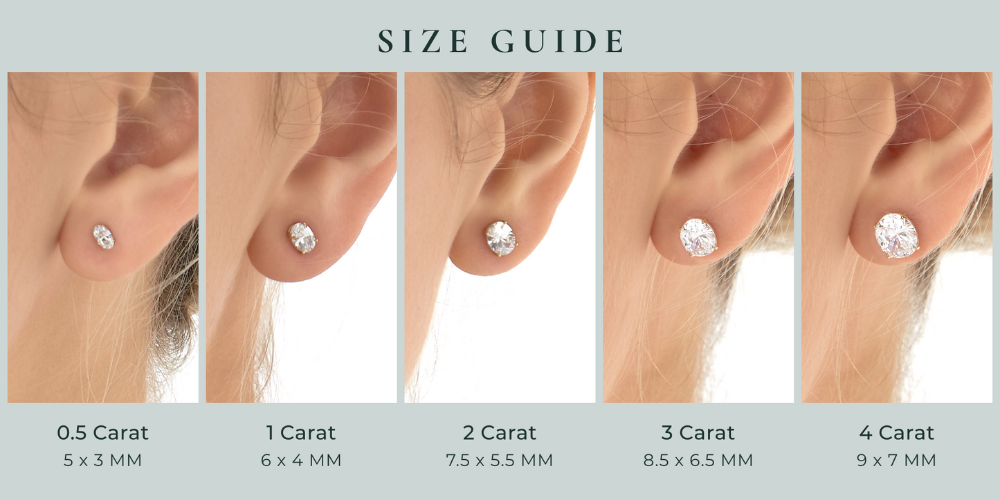 Choice Of Carat Solid Gold  Oval Cut Solitaire Earrings JEE26902