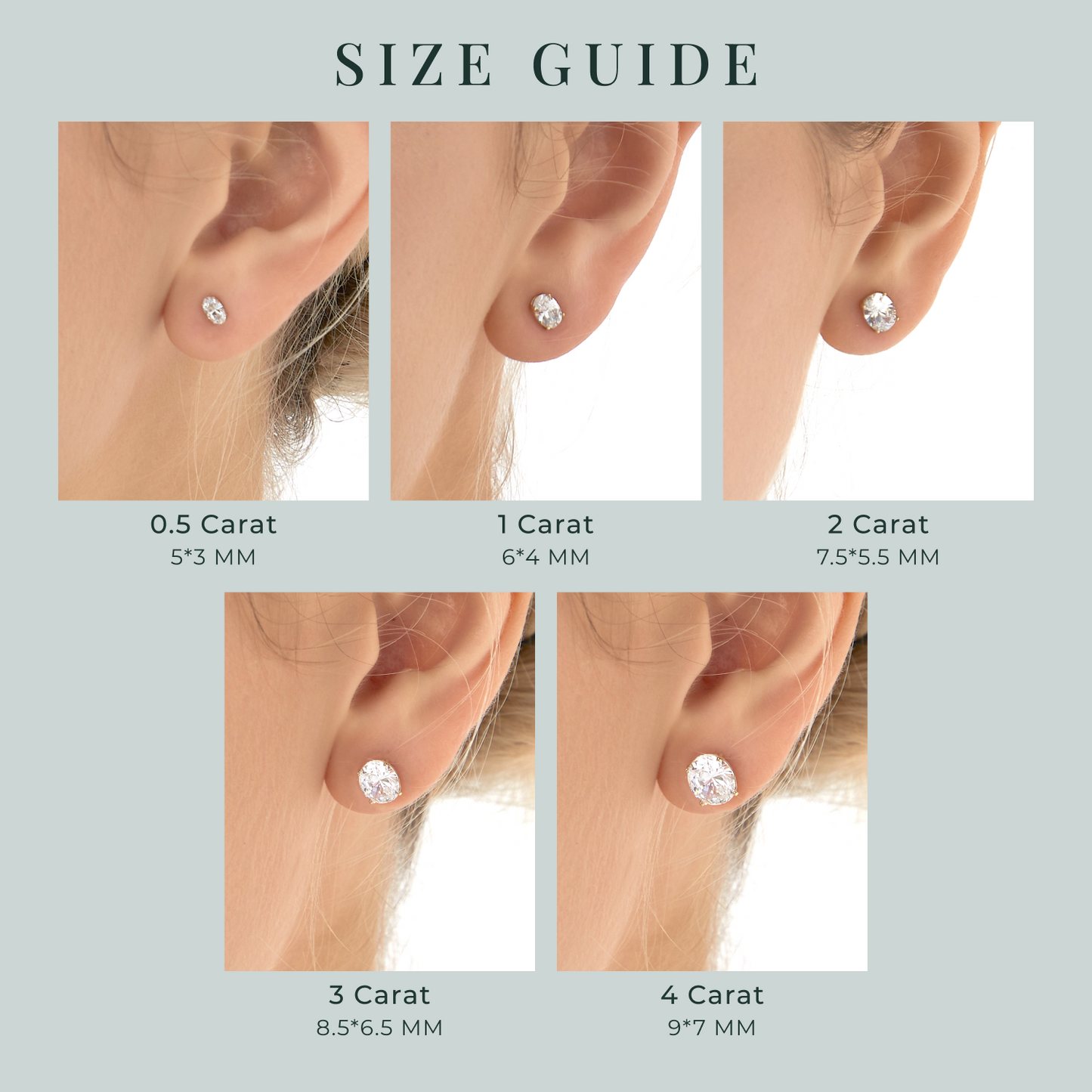 Choice Of Carat Solid Gold  Oval Cut Solitaire Earrings JEE26902