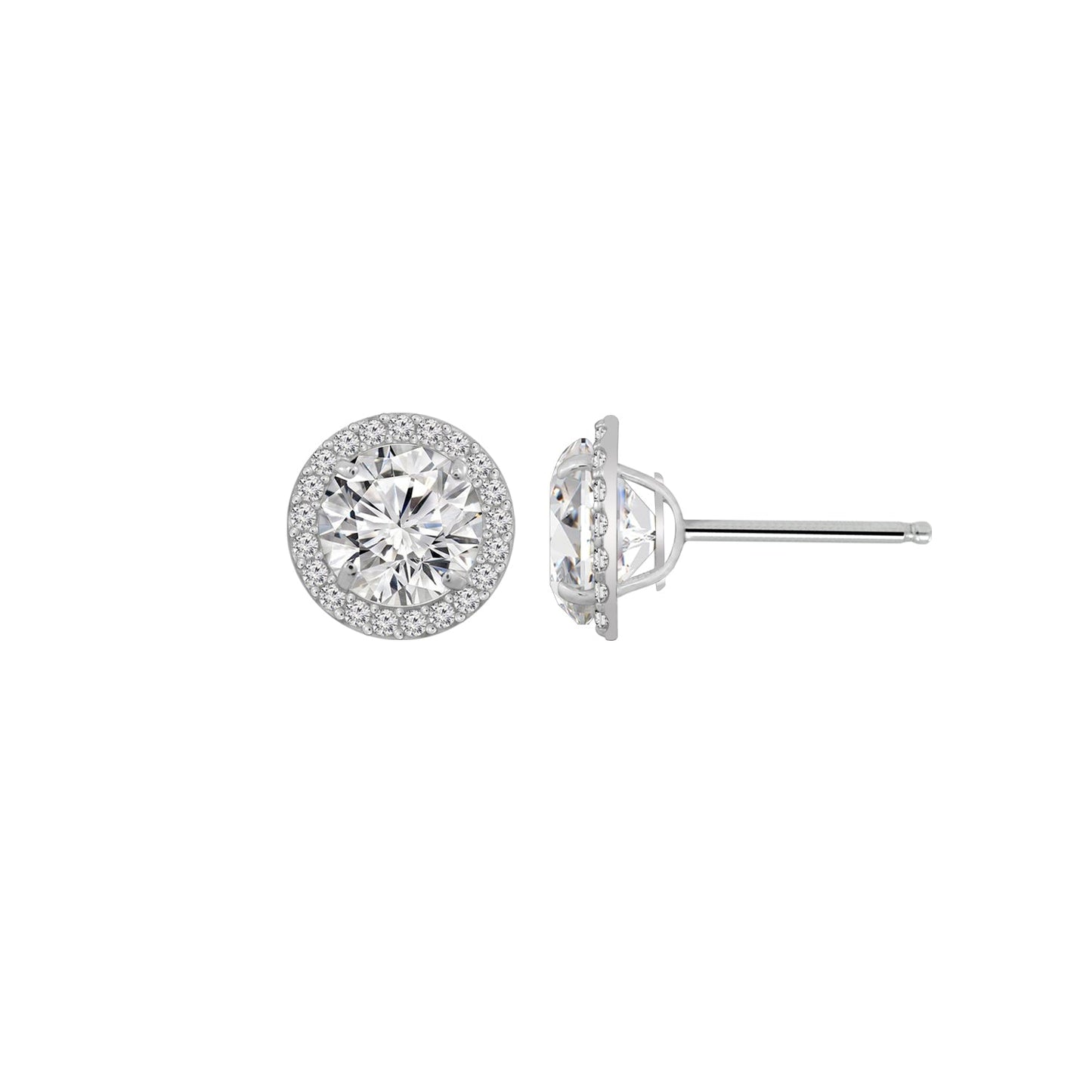 Choice Of Carat Solid Gold Halo Stud Earrings JEE27219