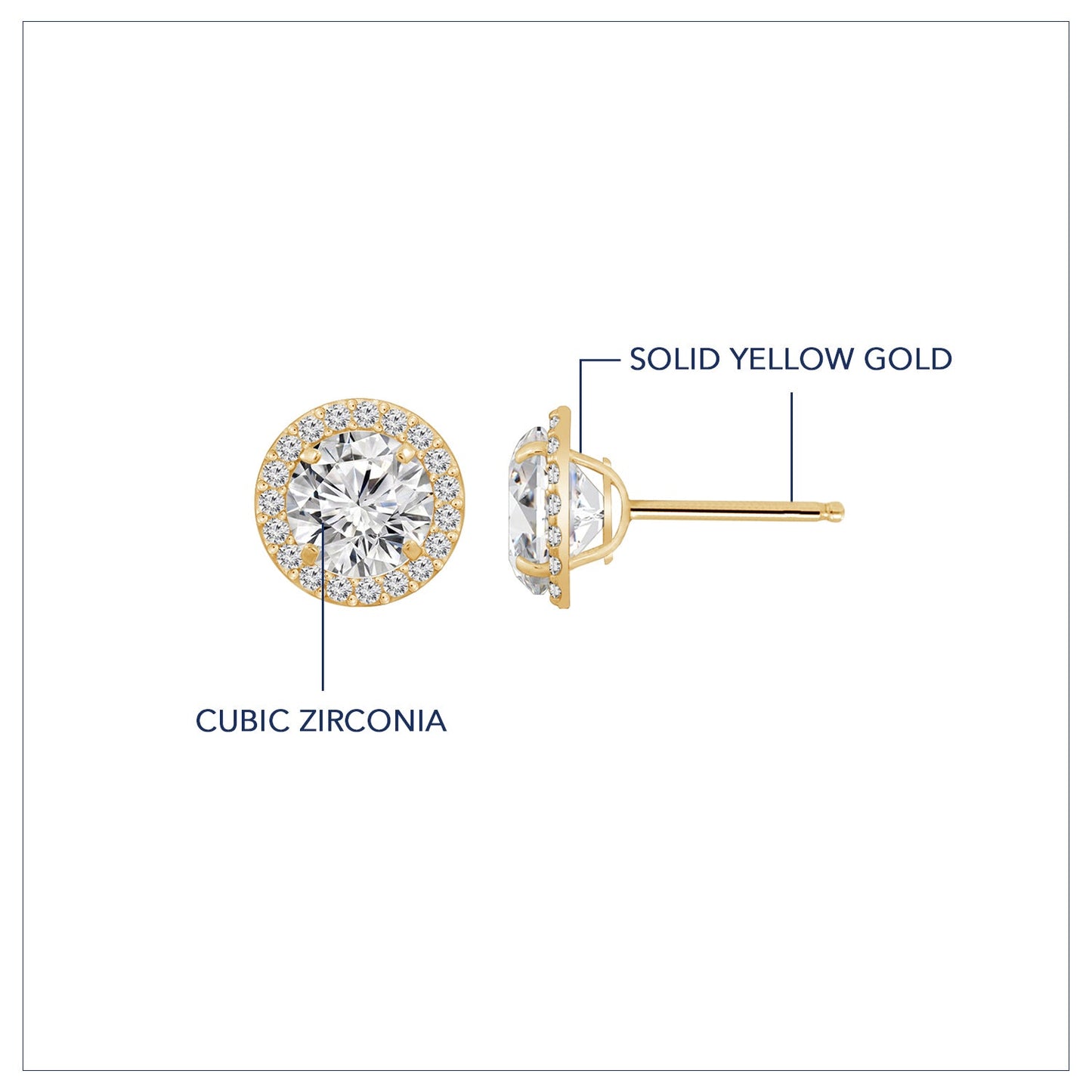 Choice Of Carat Solid Gold Halo Stud Earrings JEE27219