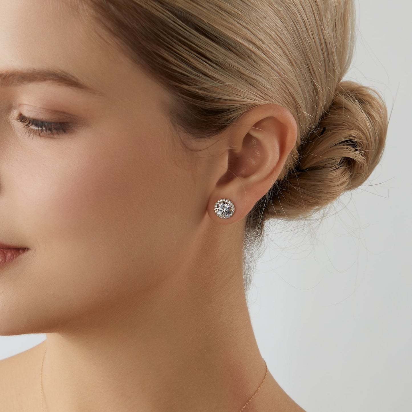 Choice Of Carat Solid Gold Halo Stud Earrings JEE27219