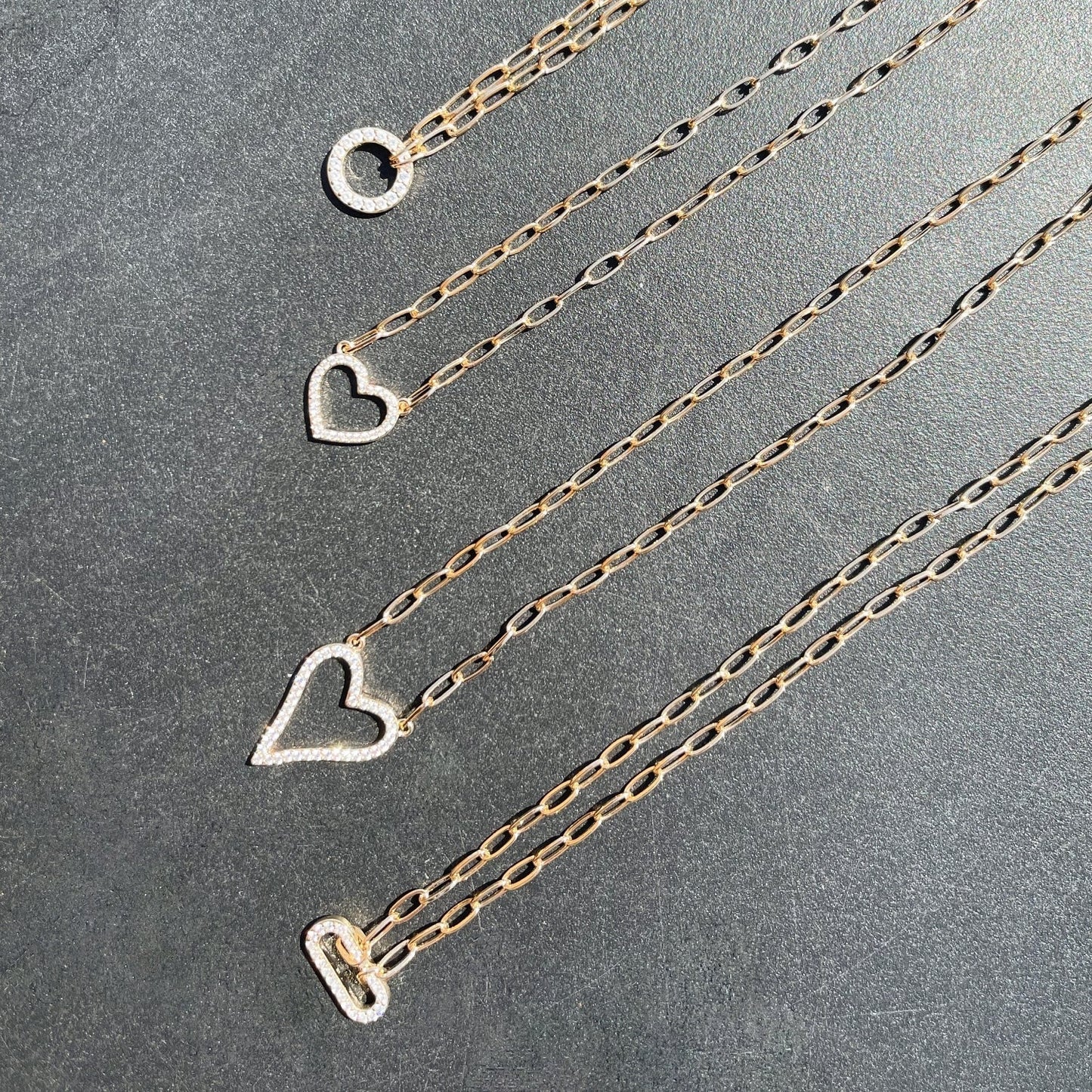 Round Hollow Paper Clip Chain Necklace