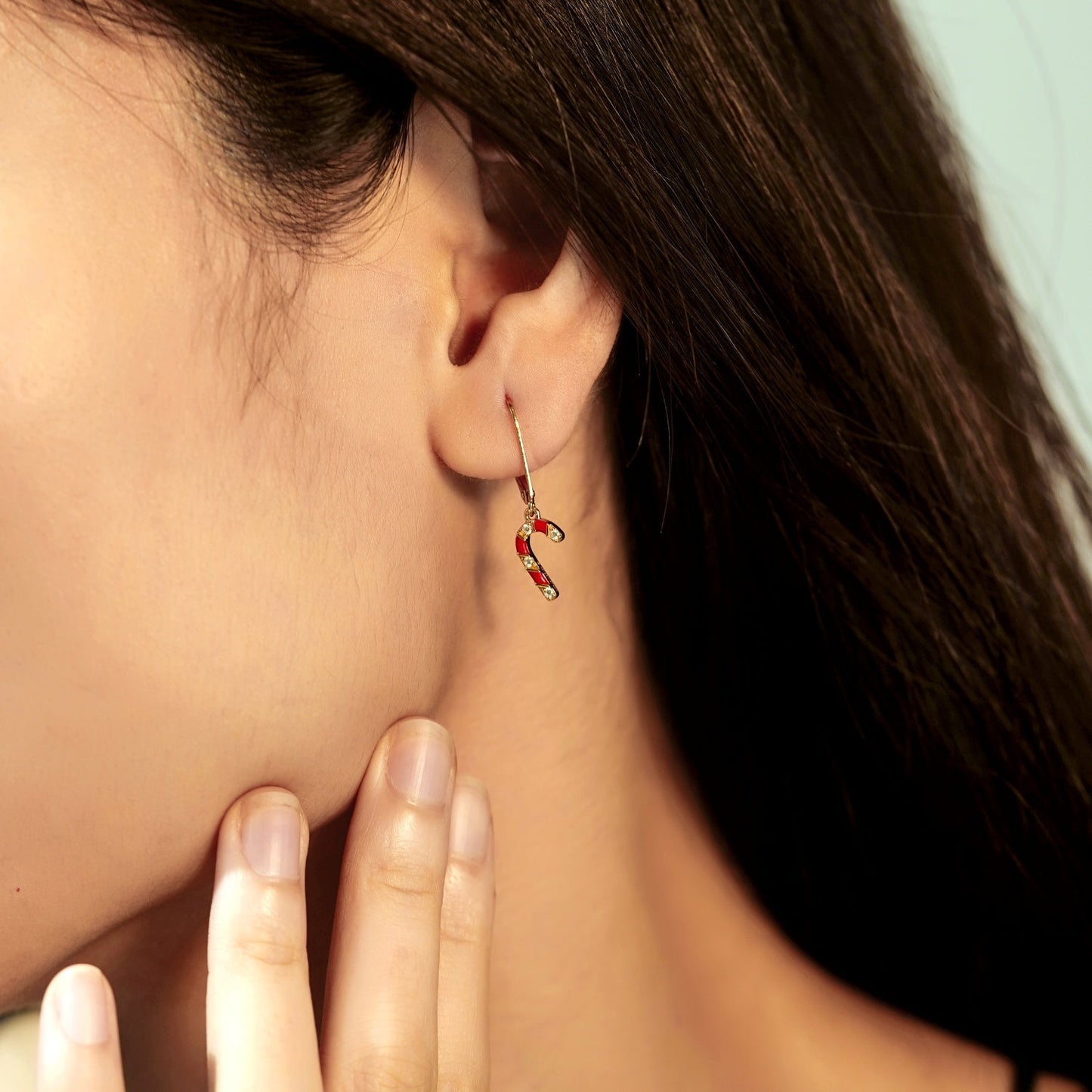 Christmas Candy Cane Drop Leverback Earrings JEE24645