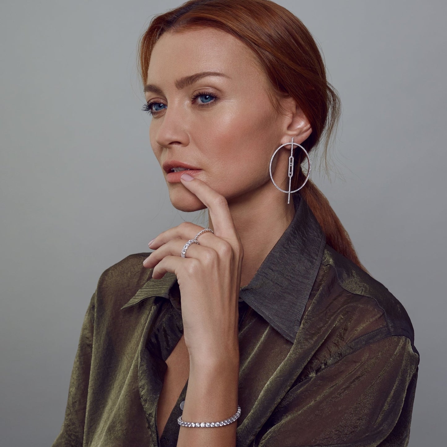 Clip Bar Flat Hoop Drop Earrings