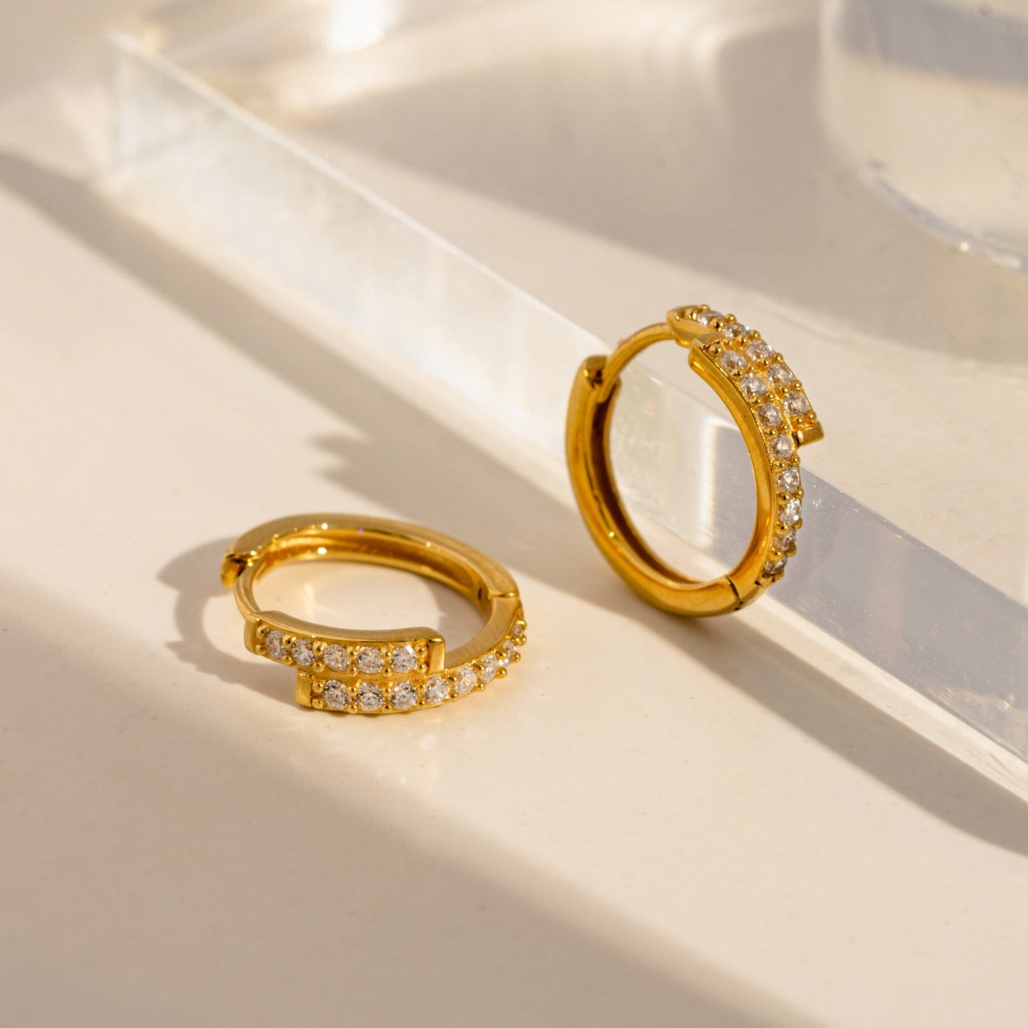 Twin Pavé Mini Hoop Earrings