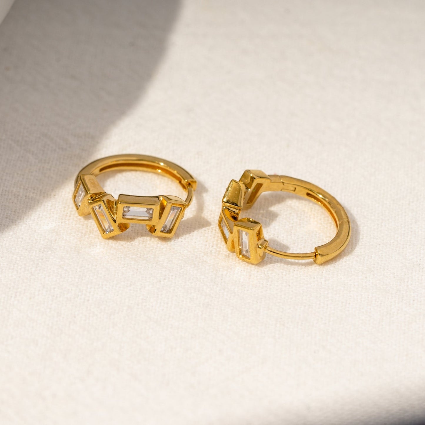 Scattered Baguette Huggie Hoops