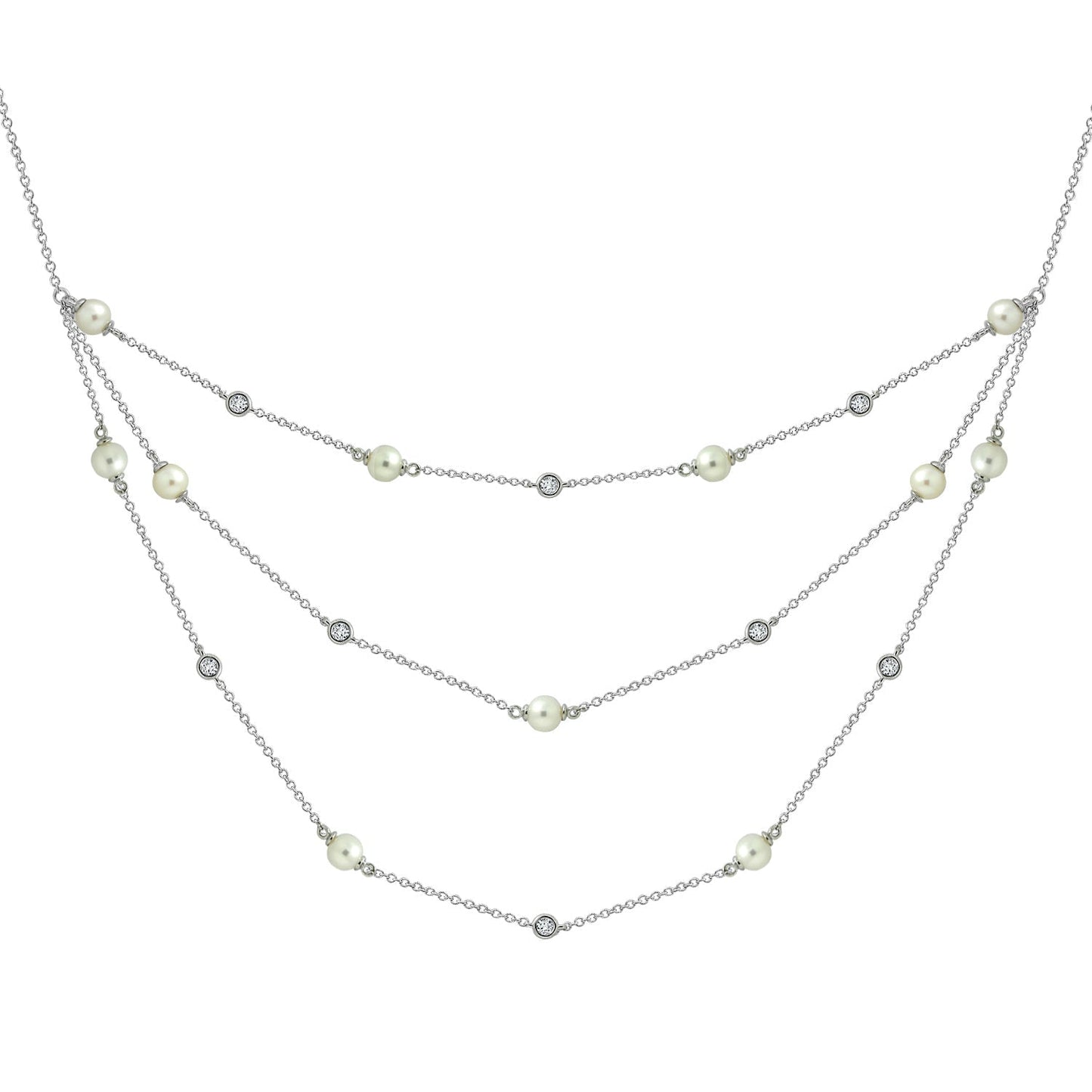 Pearl Layer Station Necklace JEN05417