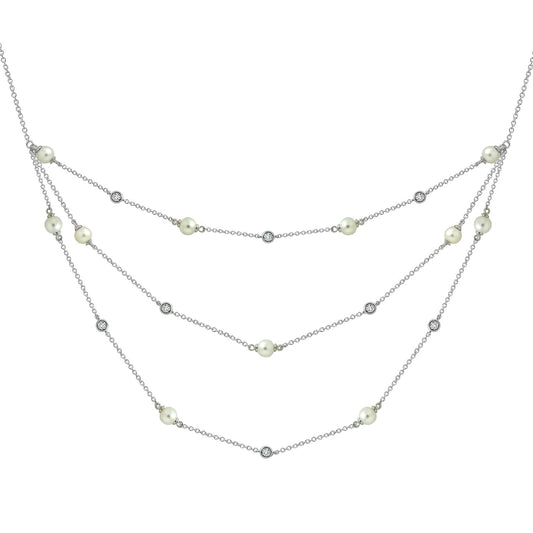 Pearl Layer Station Necklace JEN05417