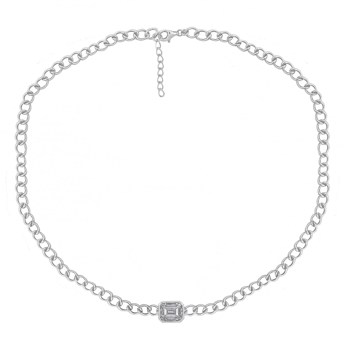 Curb Chain Solo Emerald Necklace JEN26078