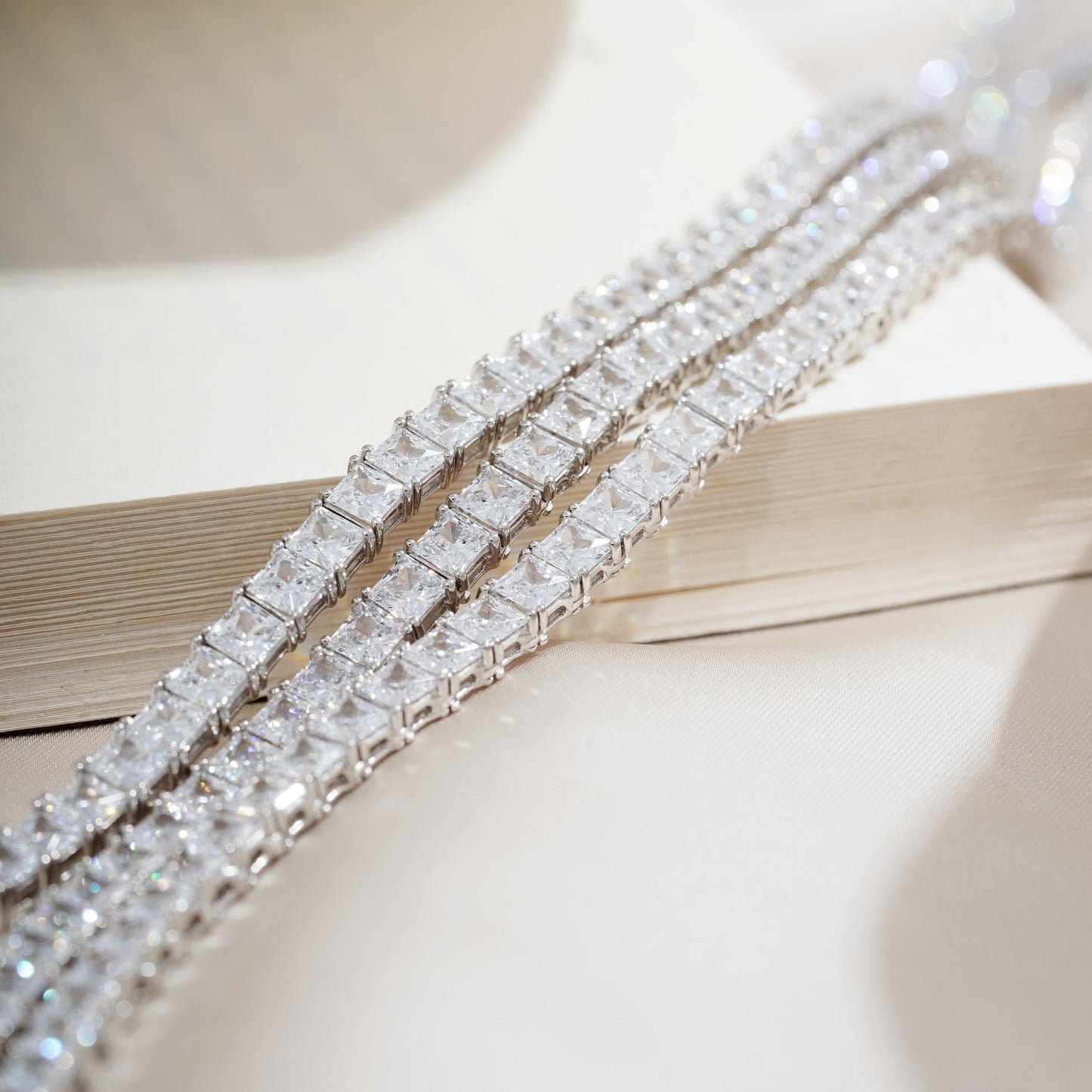 Choice Of 3mm 4mm 5mm Princess Tennis Necklace, Brass JEN26130