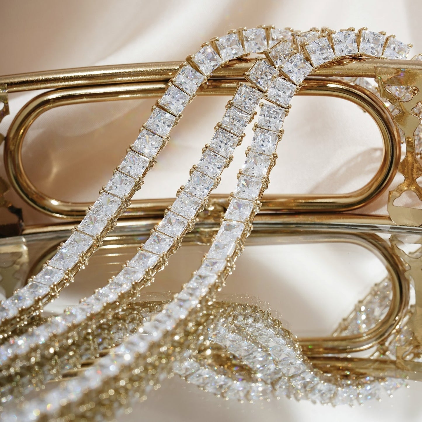 Choice Of 3mm 4mm 5mm Princess Tennis Necklace, Silver JEN26130