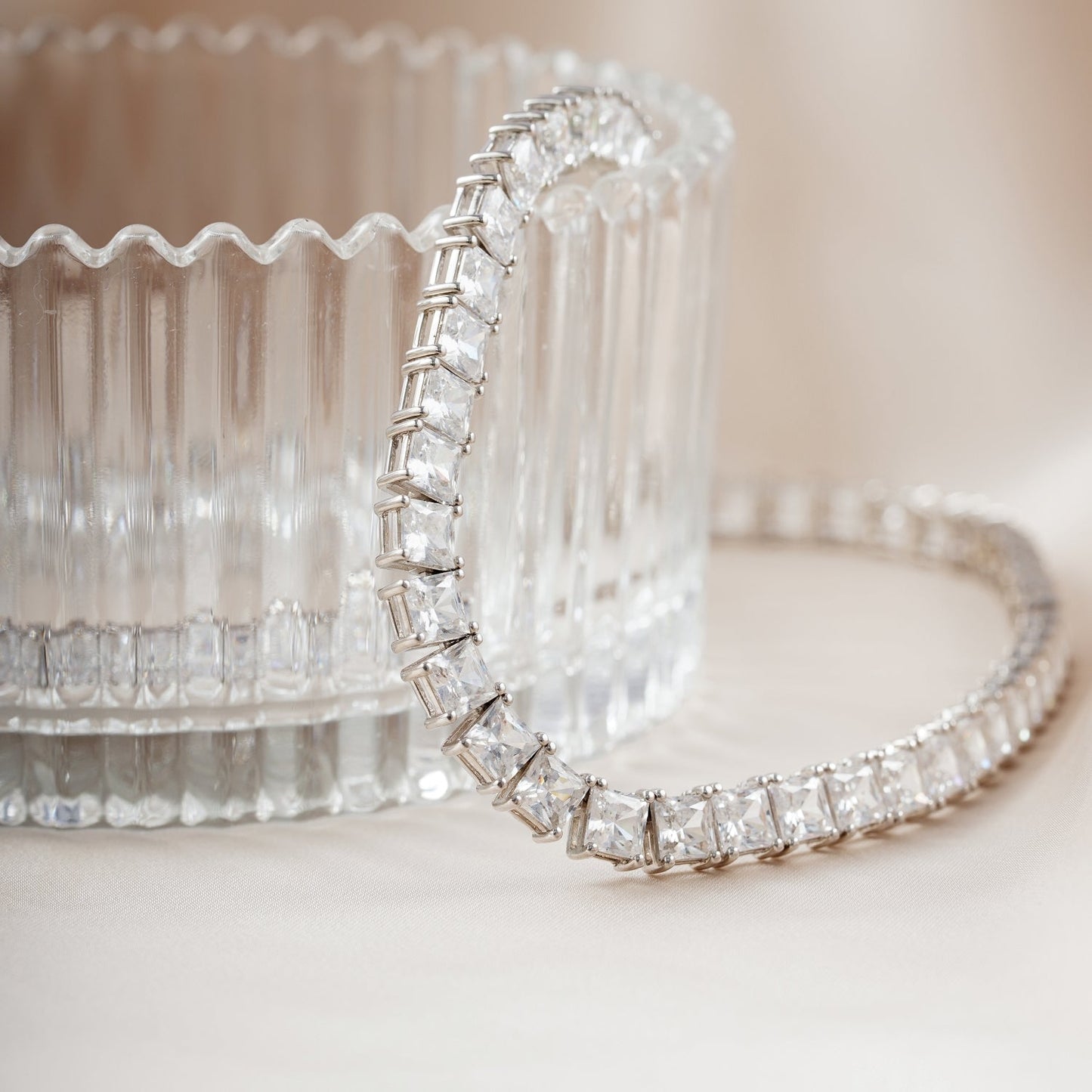 Choice Of 3mm 4mm 5mm Princess Tennis Necklace, Brass JEN26130