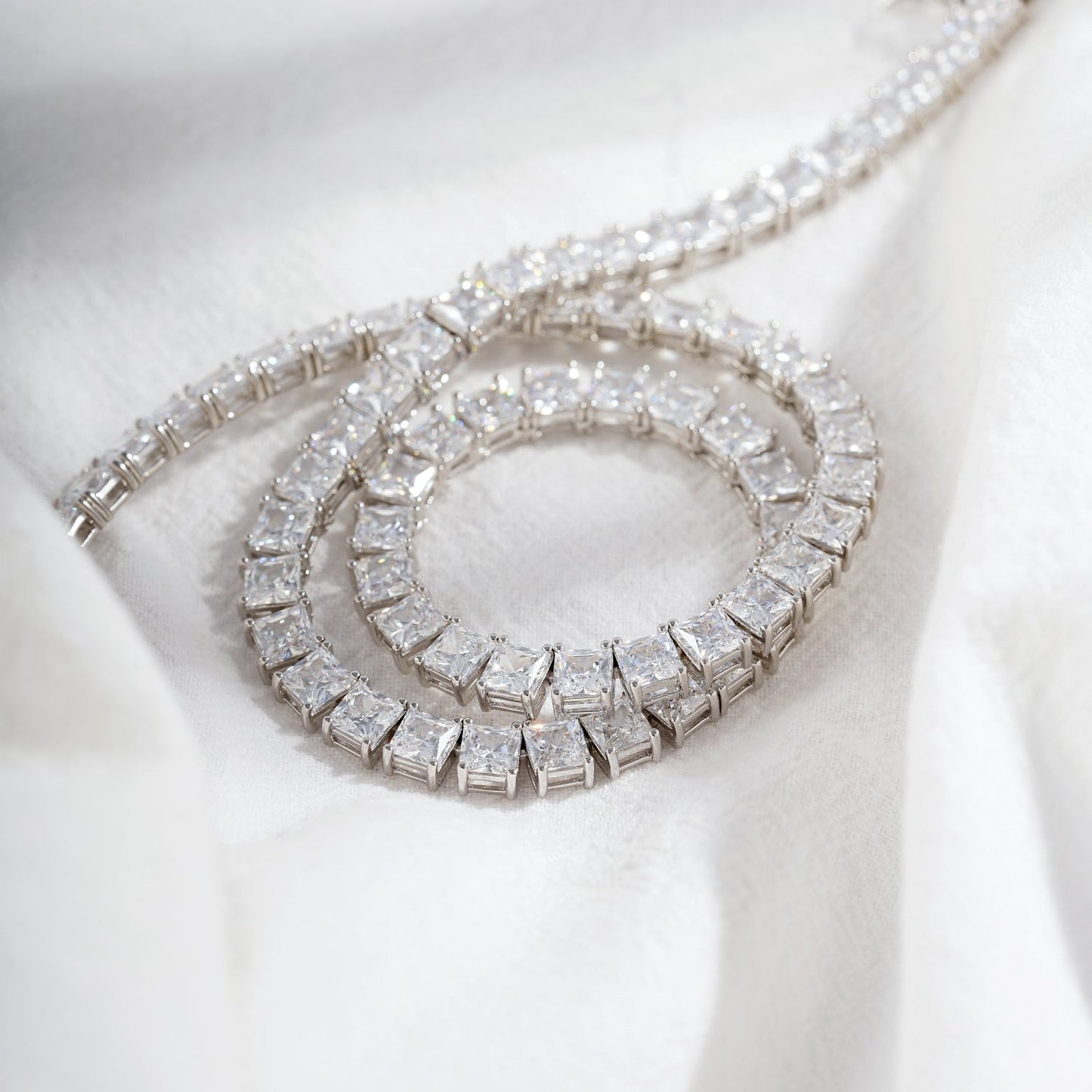 Choice Of 3mm 4mm 5mm Princess Tennis Necklace, Brass JEN26130