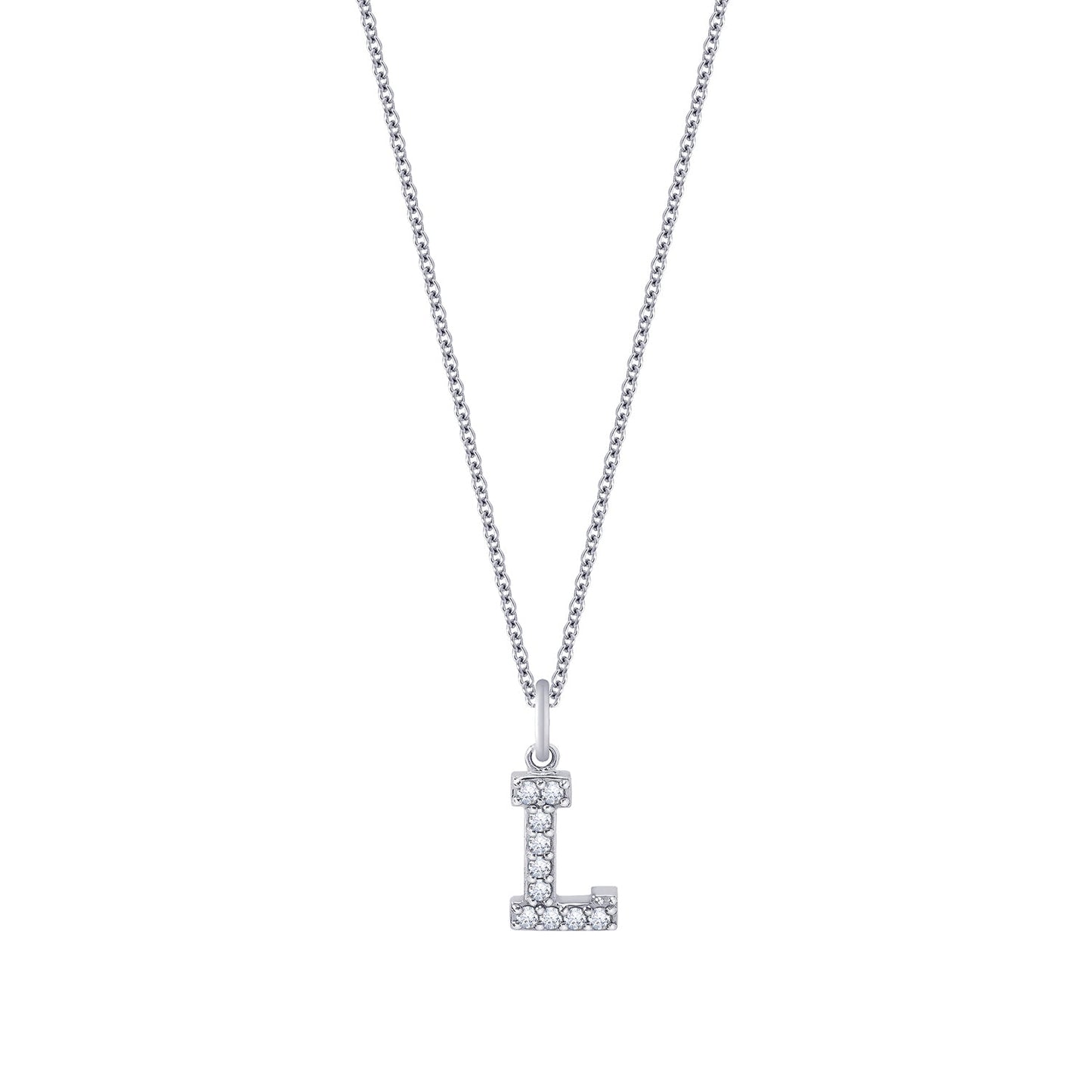 Pave Initial Pendant Necklace, 18" + 2" Extender