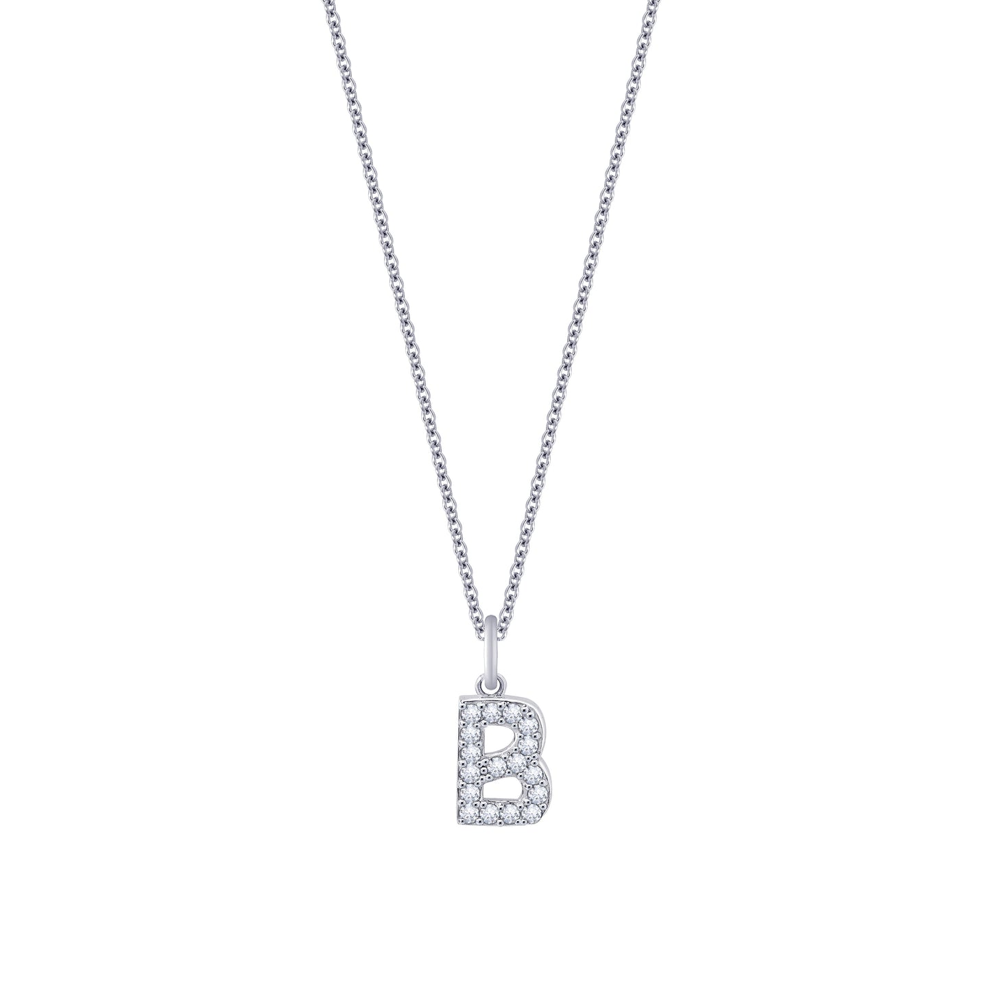 Pave Initial Pendant Necklace, 18" + 2" Extender