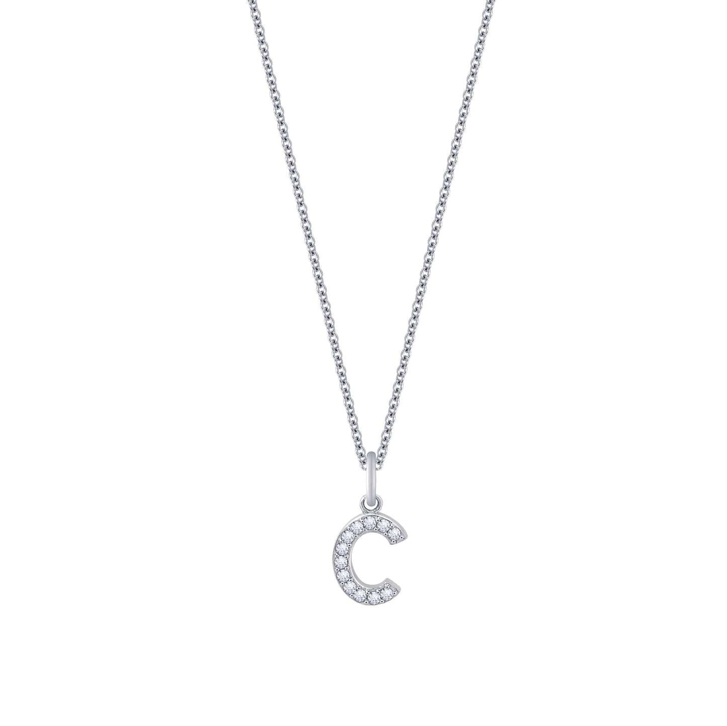 Pave Initial Pendant Necklace, 18" + 2" Extender