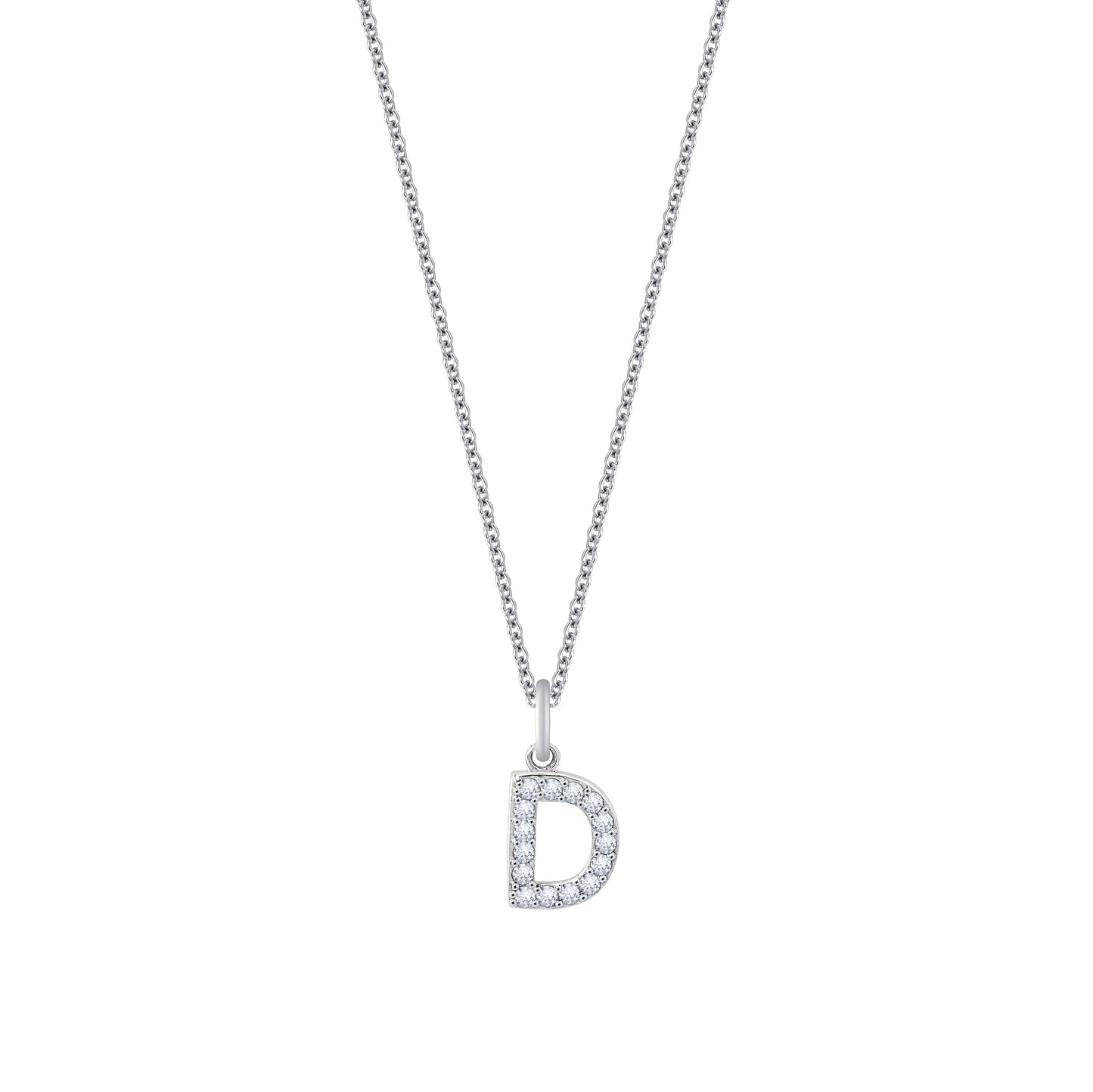 Pave Initial Pendant Necklace, 18" + 2" Extender