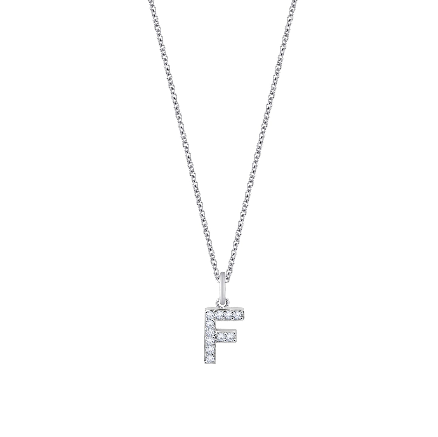 Pave Initial Pendant Necklace, 18" + 2" Extender