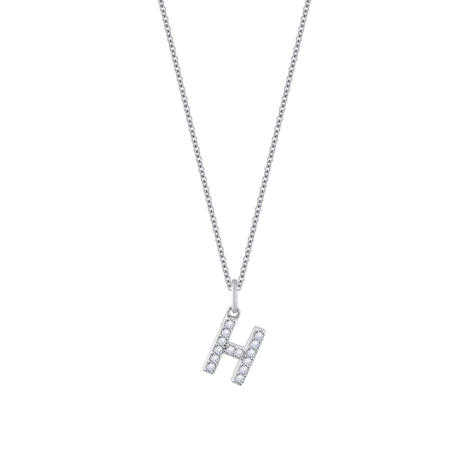 Pave Initial Pendant Necklace, 18" + 2" Extender