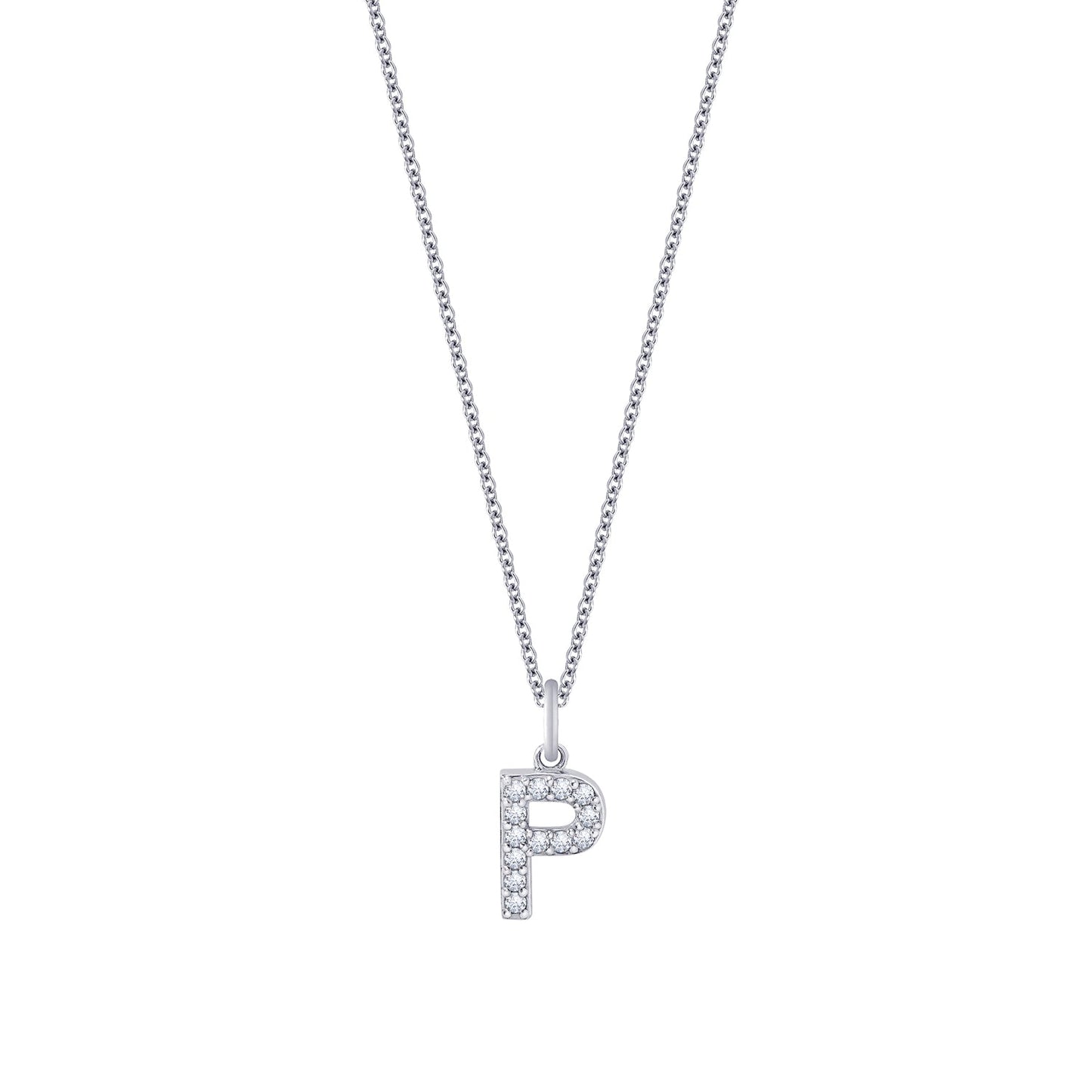 Pave Initial Pendant Necklace, 18" + 2" Extender
