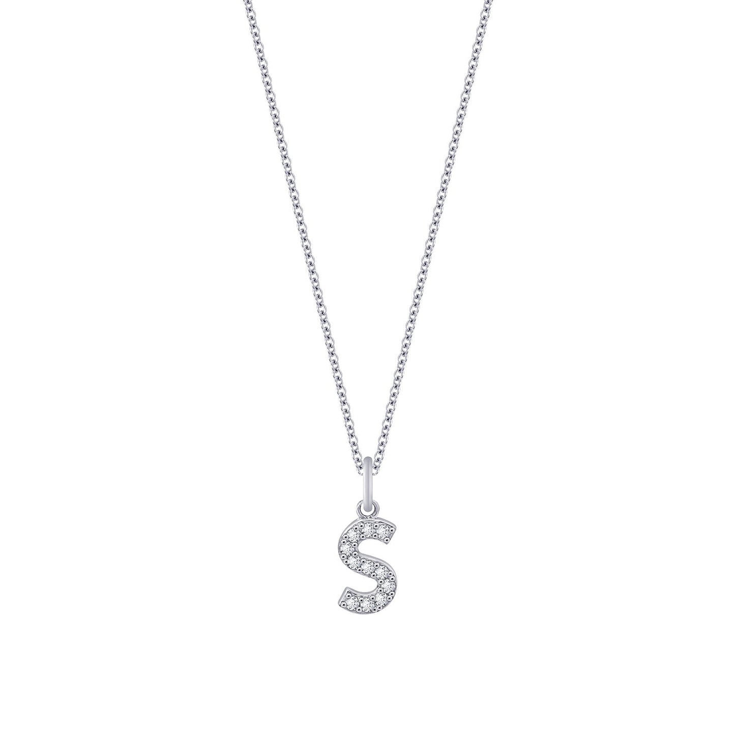 Pave Initial Pendant Necklace, 18" + 2" Extender