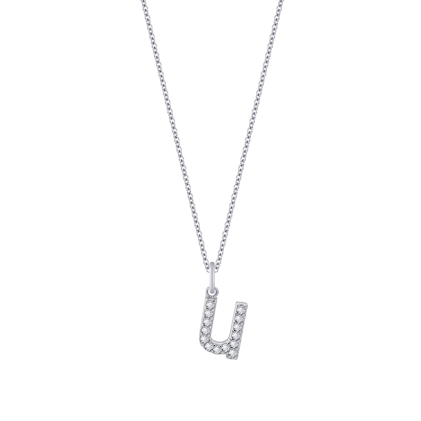 Pave Initial Pendant Necklace, 18" + 2" Extender