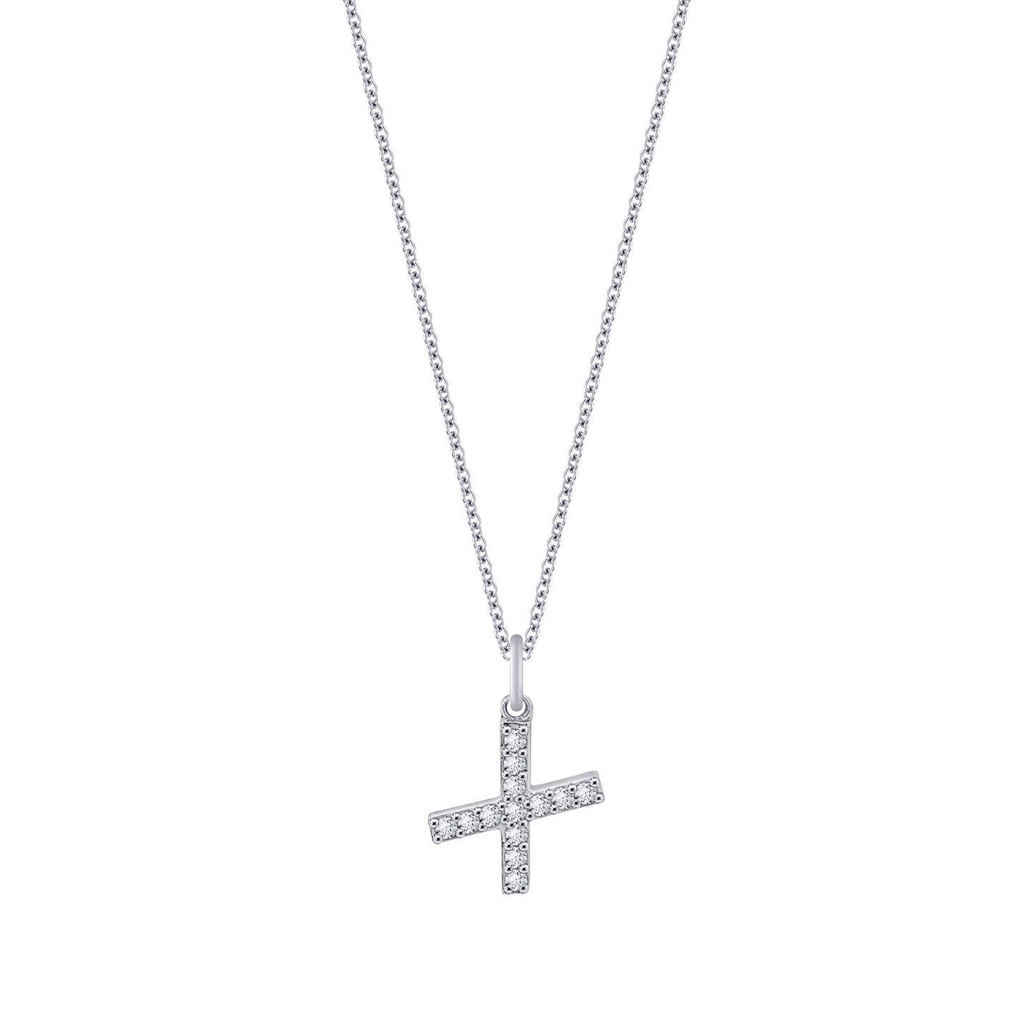 Pave Initial Pendant Necklace, 18" + 2" Extender